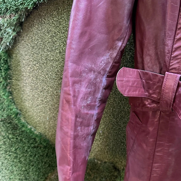 Vintage 1980s Cosa-Nova Long Red Leather Jacket Small - Picture 5 of 10